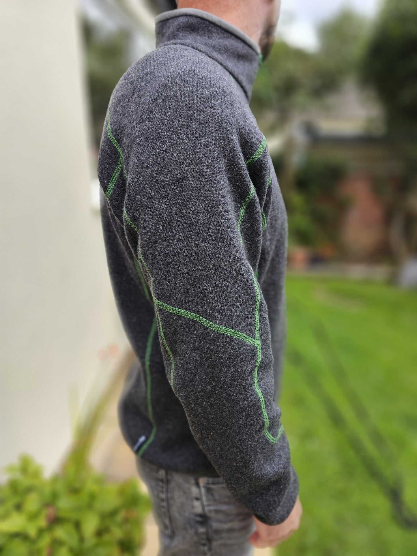 Men's Mountain Equipment Chamonix Zip Sweater/Jumper - Grey/Green - L/Large