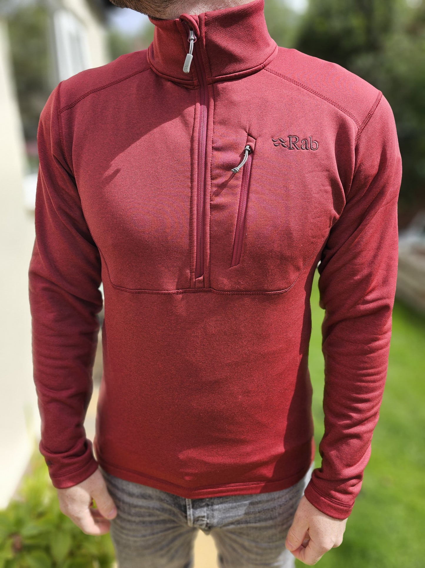 Mens Rab Burgundy/Deep Rep Pullover 1/2 Jumper/Mid Layer Fleece - M/Medium
