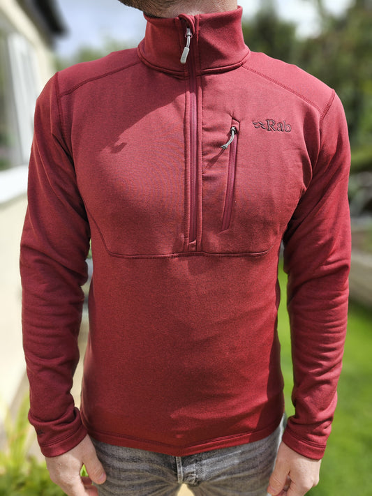 Mens Rab Burgundy/Deep Rep Pullover 1/2 Jumper/Mid Layer Fleece - M/Medium