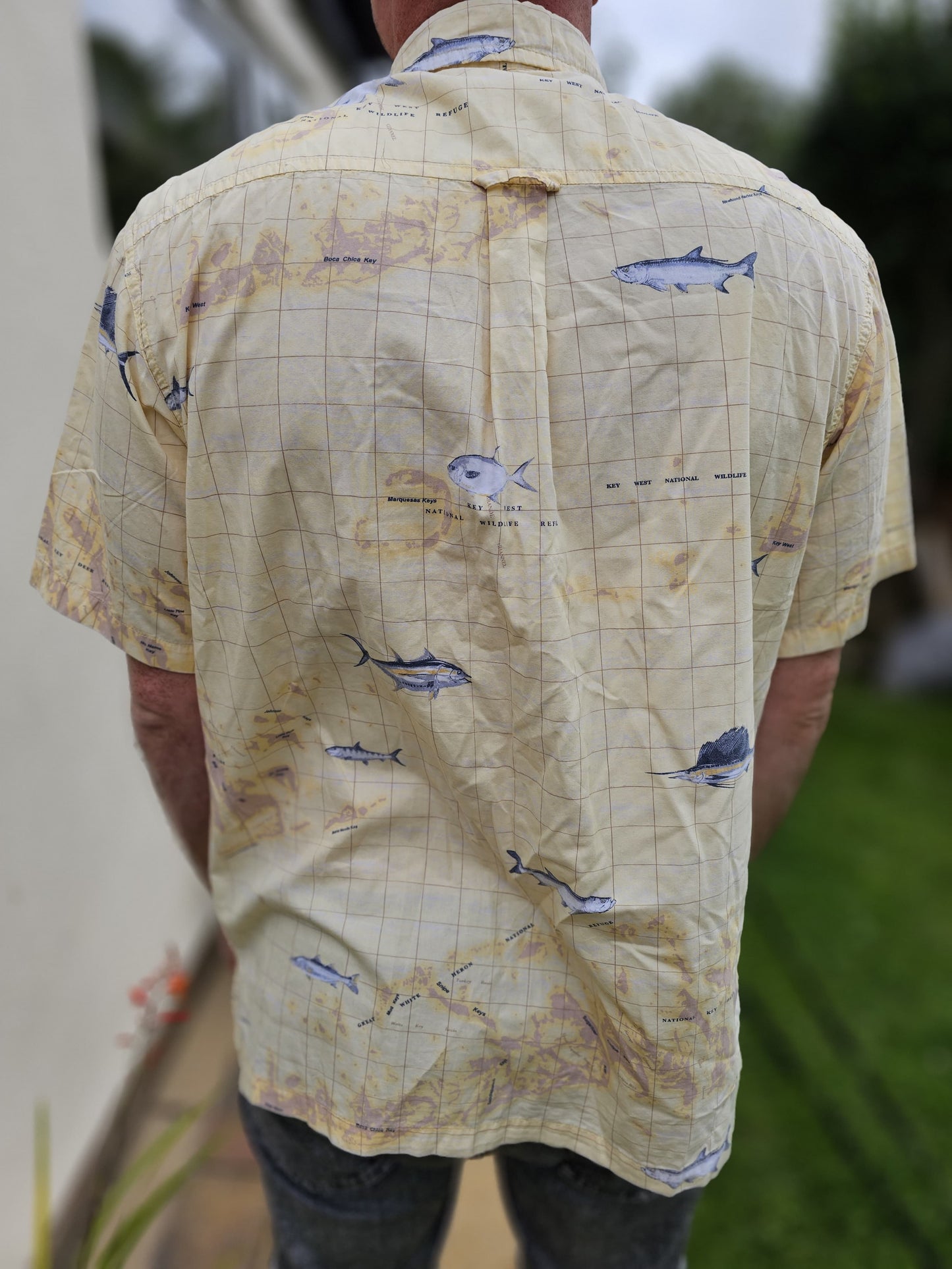 Vintage Columbia River Lodge Geographical Fishing Short Sleeve Shirt - M/Medium