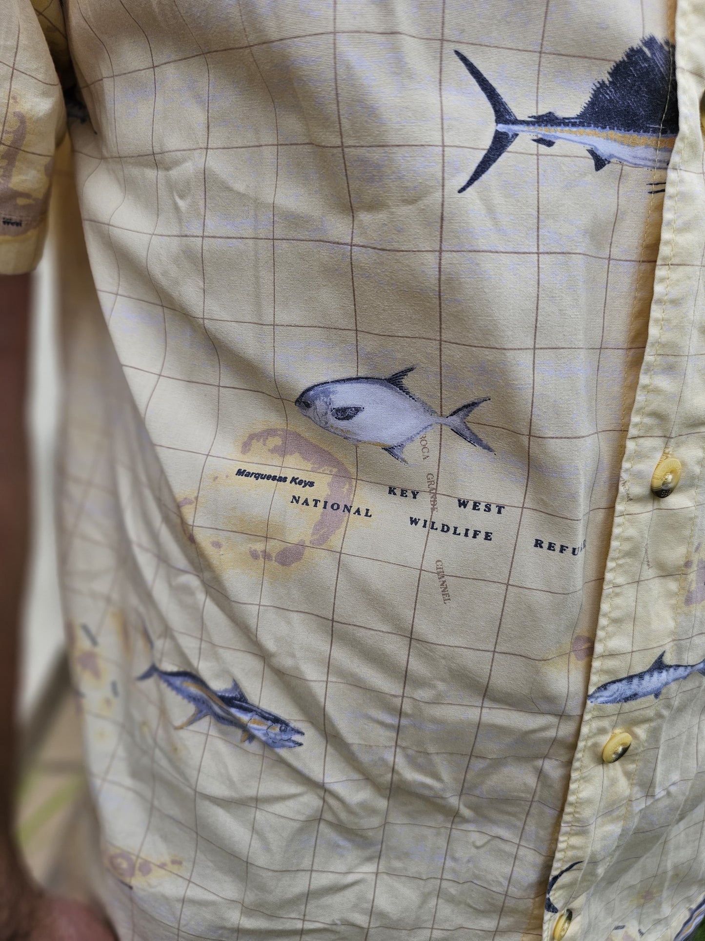Vintage Columbia River Lodge Geographical Fishing Short Sleeve Shirt - M/Medium