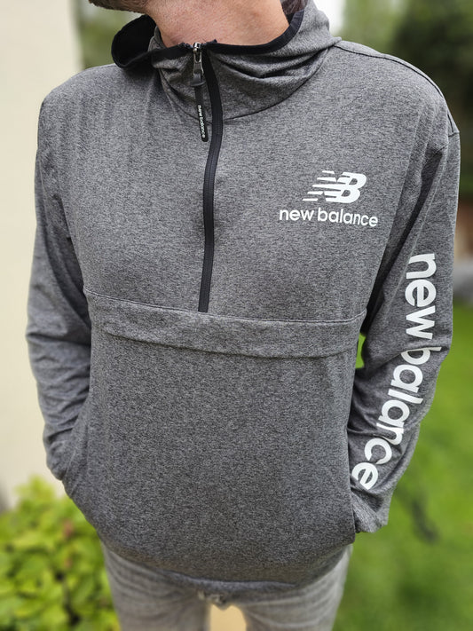 New Balance NB Grey Activewear Pullover 1/2 Zip Hoodie Jumper - M/Medium