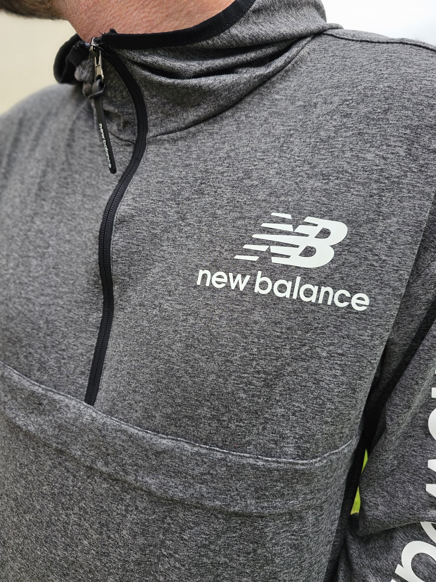 New Balance NB Grey Activewear Pullover 1/2 Zip Hoodie Jumper - M/Medium