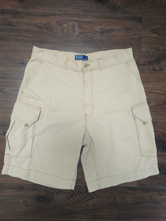 Ralph Lauren Polo Beige Button Cargo Shorts - W36/L10.5