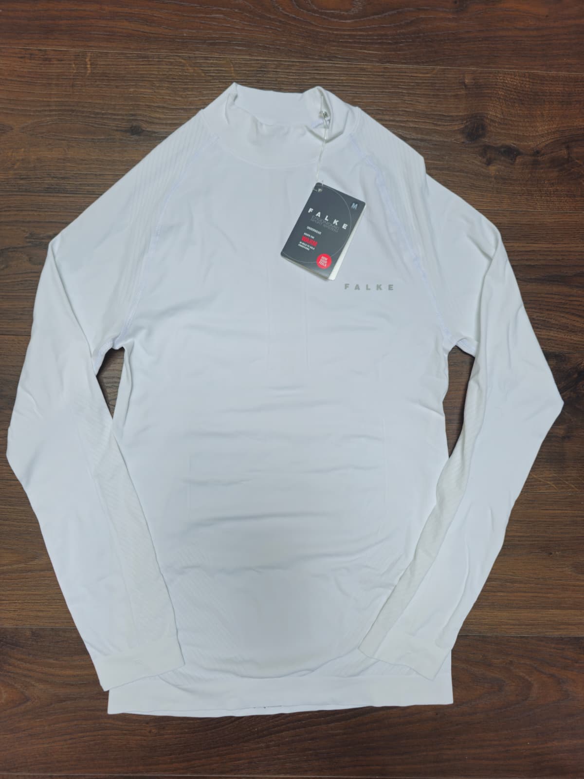 Mens FALKE White Ergonomic Sport System Warm Base Layer Long Sleeve Top -  M/Medium
