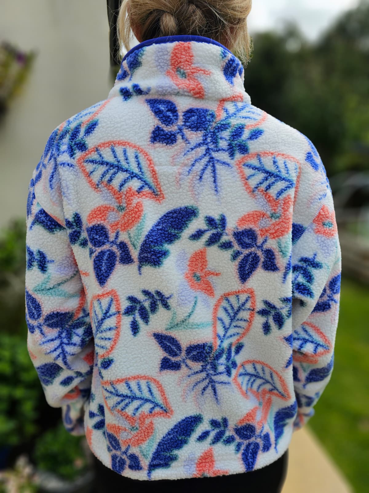 Columbia Snap Button Pullover Snap Button Pattern Fleece Jumper - NWT - Hike Walk Casual Layer