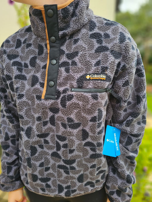 Columbia Snap Button Pullover Pattern Fleece Jumper - NWT Hike Walk Casual Ski Snowboard