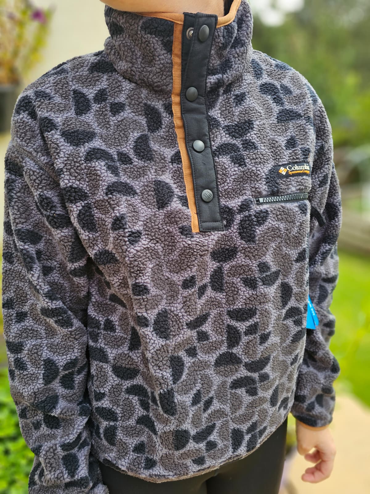 Columbia Snap Button Pullover Pattern Fleece Jumper - NWT Hike Walk Casual Ski Snowboard