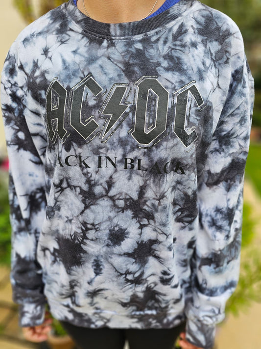 ACDC Tie Dye Big Spellout Pullover Jumper/Sweatshirt - L/Large
