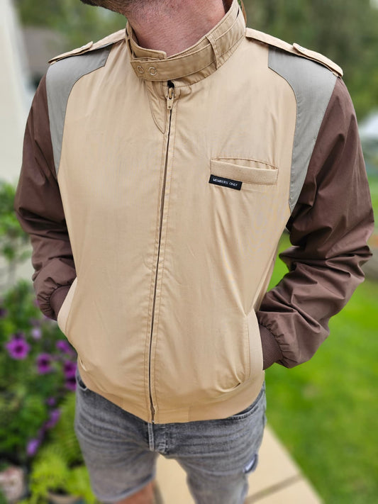 Vintage 1980's/1990's Members Only Smart Casual Bomber Jacket Beige/Brown - L/Large