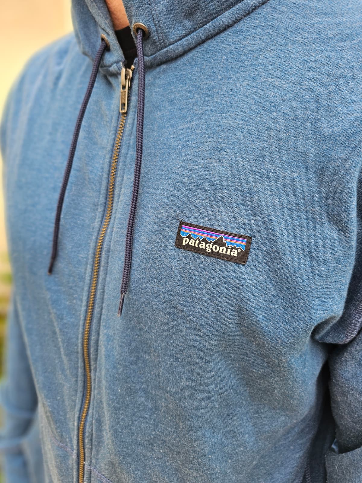 Mens Patagonia Full Zip Blue Hoodie Organic Cotton Jacket - L/Large