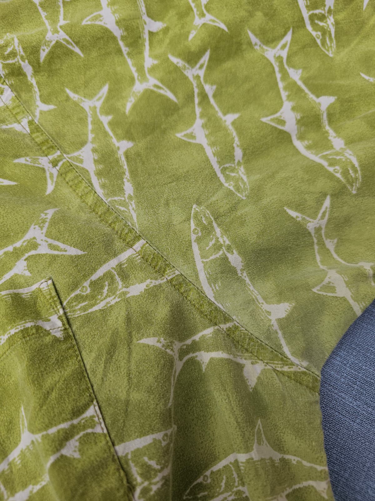 Vintage Columbia Green All Over Fish Print Short Sleeve Shirt - L/Large