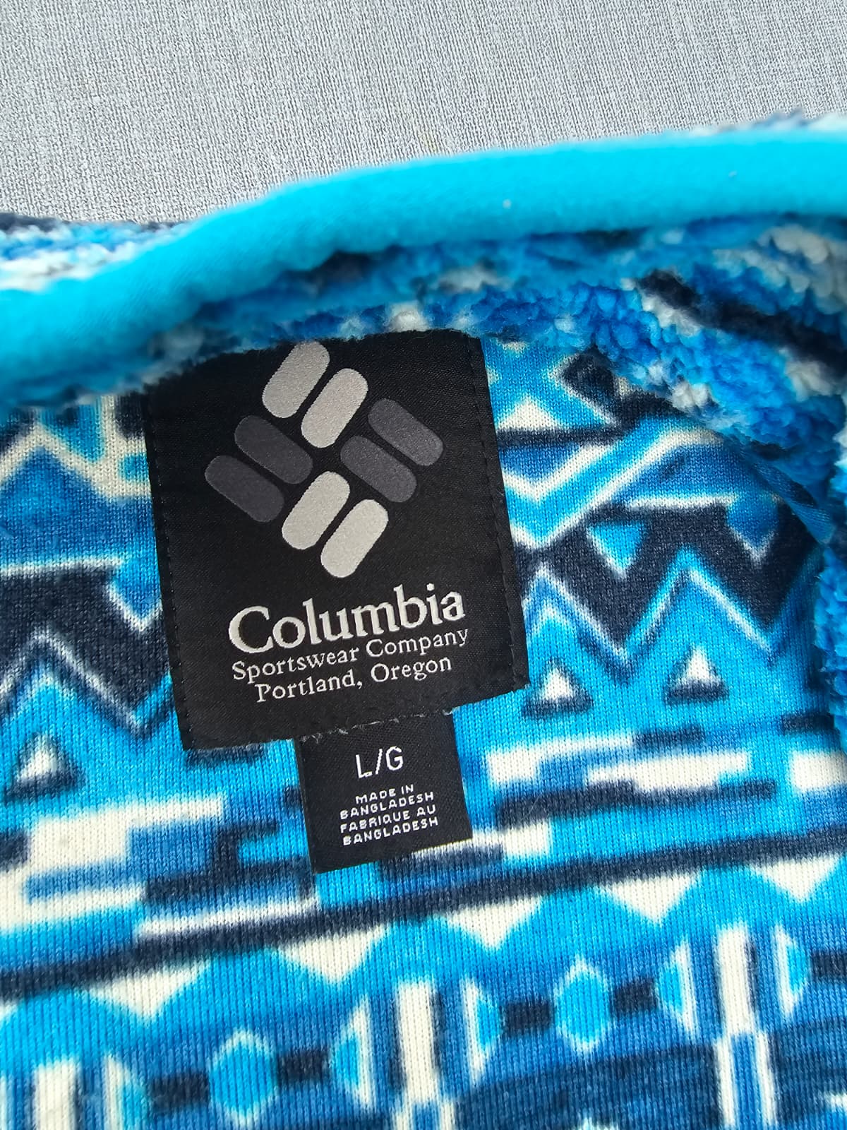 Columbia Aztec Blue Abstract Pullover Snap Fleece Jumper - L/Large
