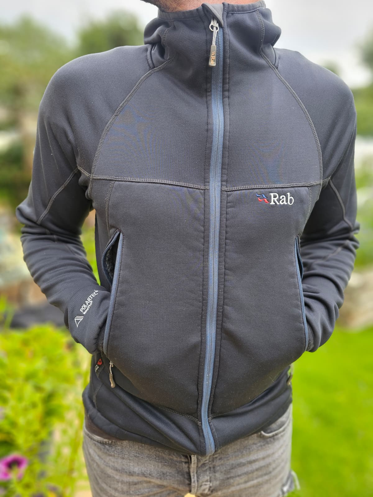Rab Technical Polartec Windbreaker Fleece Full Zip Hoodie Wind Pro Jacket - M/Medium