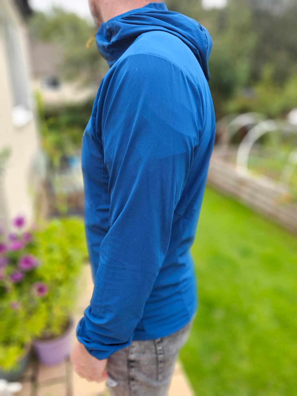 Rab Borealis Blue Soft Shell Style 1/2 Zip Hooded Climbing Pull Over - M/Medium