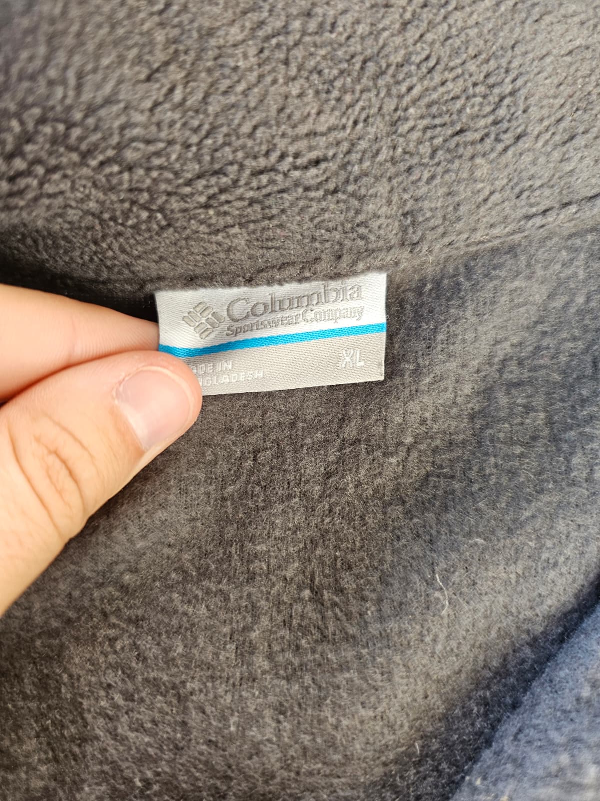 Columbia Khaki/Grey Pullover Snap Fleece Jumper - XL/Extra Large