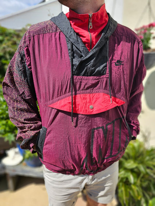80's/90's Nike Vintage Nike Track/Windbreaker Style 1/2 Zip Hooded Jacket - L/Large