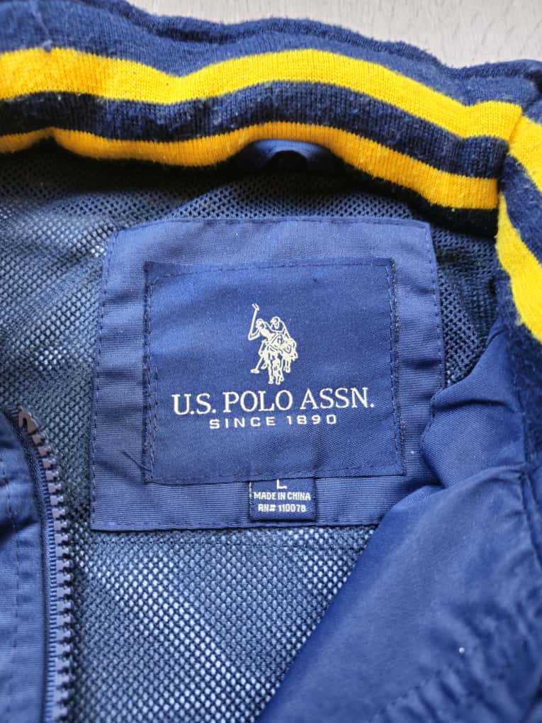 Mens US Polo Assn. Association Full Zip Navy/Yellow Hooded Smart Casual Jacket - L/Large