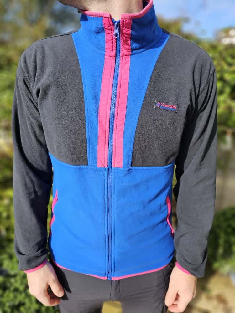 Columbia Backbowl Black/Blue/Pink Full Zip Fleece Jacket W. Retro Vibes - L/Large