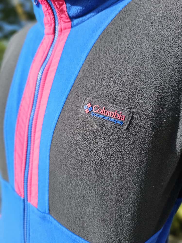 Columbia Backbowl Black/Blue/Pink Full Zip Fleece Jacket W. Retro Vibes - L/Large
