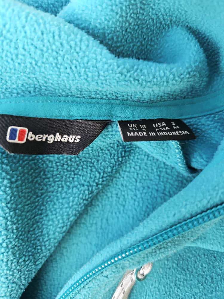 Berghaus Technical Turquoise Hooded Fleece Full Zip Jacket - UK 10