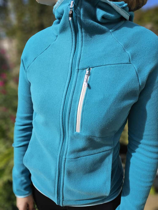 Berghaus Technical Turquoise Hooded Fleece Full Zip Jacket - UK 10