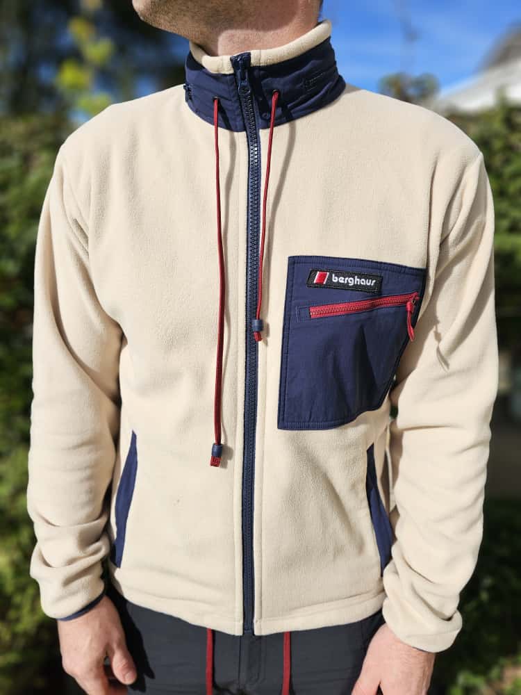 Berghaus Unisex Ascent 91 Cream/Navy Full Zip Hooded Fleece Jacket - M/Medium