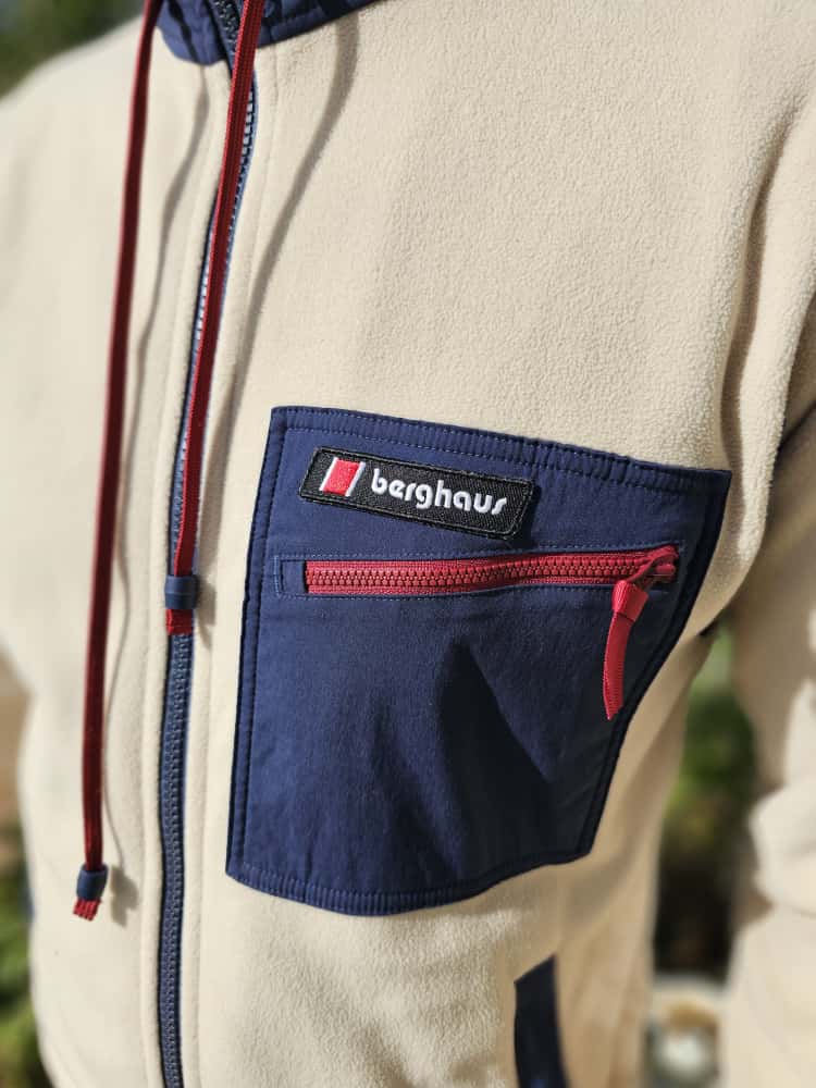 Berghaus Unisex Ascent 91 Cream/Navy Full Zip Hooded Fleece Jacket - M/Medium