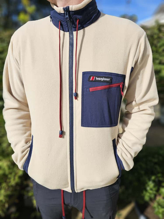 Berghaus Unisex Ascent 91 Cream/Navy Full Zip Hooded Fleece Jacket - M/Medium