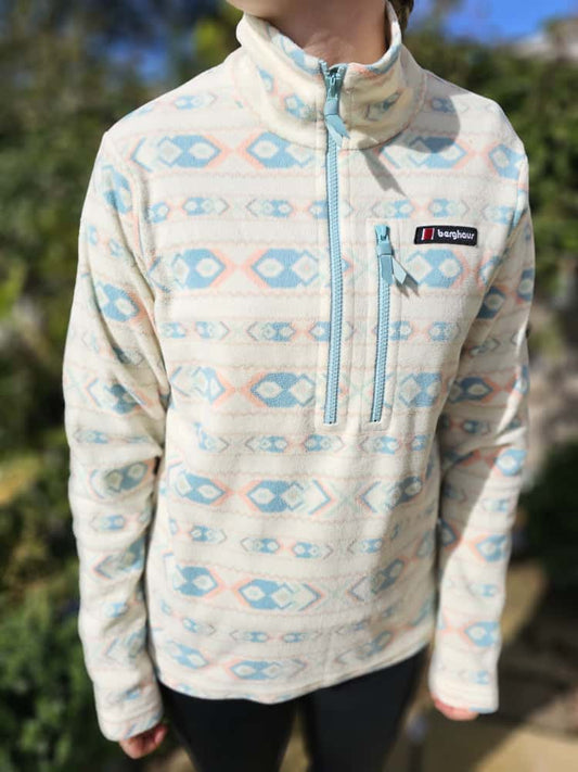 Berghaus Unisex Dean Street Pastel Aztec 1/2 Pullover Lightweight Fleece Jumper - S/Small M/Medium 8/10