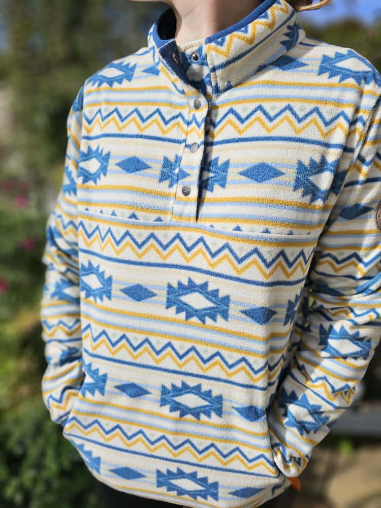 Womens Passenger Pullover Snap Button Aztec/Geo Fleece Jumper - M/Medium/10
