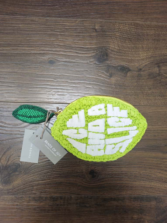 Oliver Bonas Lime Raffia Pouch/Purse Keys Zipped - Small - Brand New With Tags BNWT
