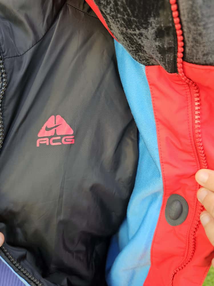 Nike ACG Red/Blue Full Zip 3 Layer Technical Hooded Ski/Snowboard Jacket - L/Large