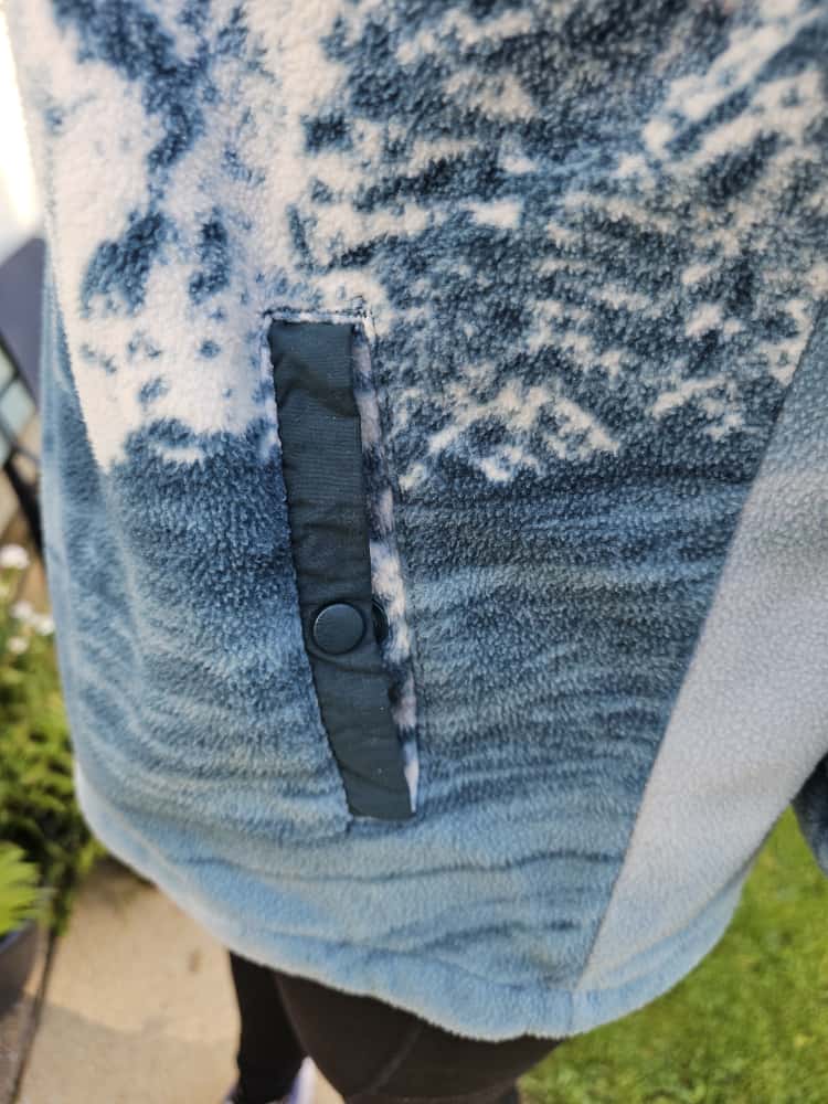 Columbia Snap Button Winter Scene Blue Full Print Pullover Fleece Jumper - XL/Extra Large