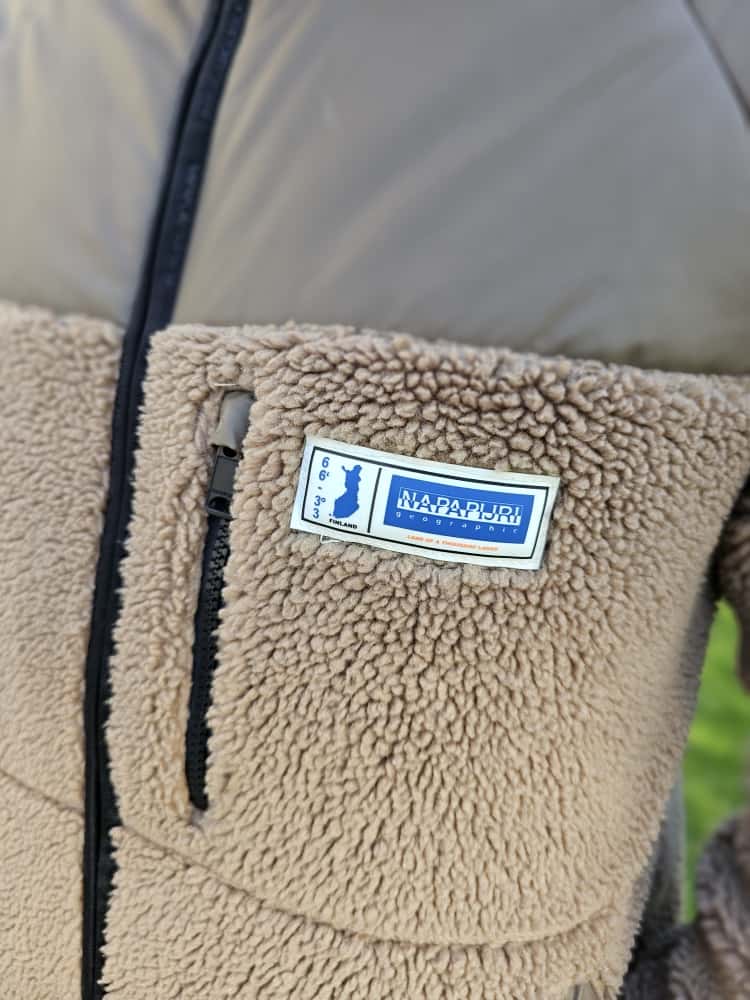 Napapijri Brown/Beige T-Haltia FZH Portabel Full Zip Borg/Sherpa Hooded Fleece Jacket - S/Small M/Medium