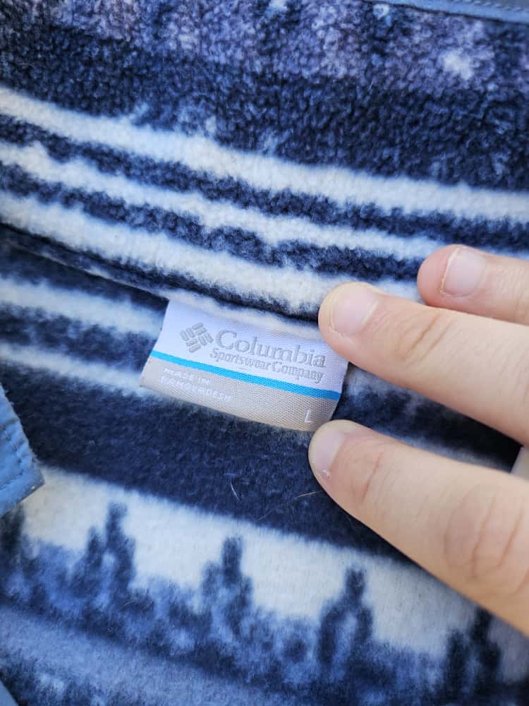 Columbia Aztec/Geo Snap Button Blue Pullover Fleece Jumper - L/Large