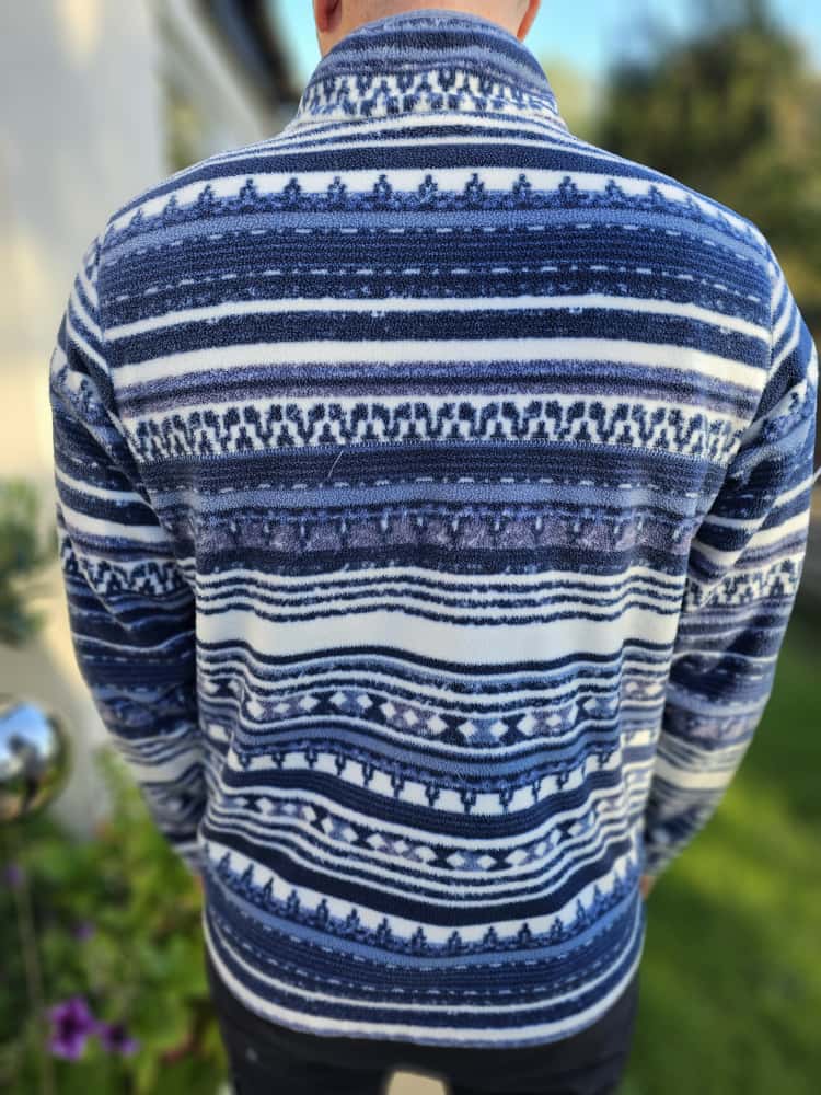 Columbia Aztec/Geo Snap Button Blue Pullover Fleece Jumper - L/Large