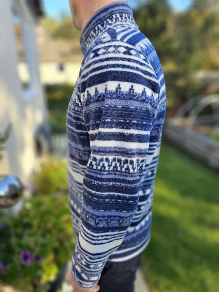 Columbia Aztec/Geo Snap Button Blue Pullover Fleece Jumper - L/Large