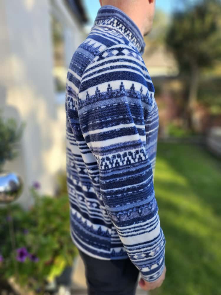 Columbia Aztec/Geo Snap Button Blue Pullover Fleece Jumper - L/Large