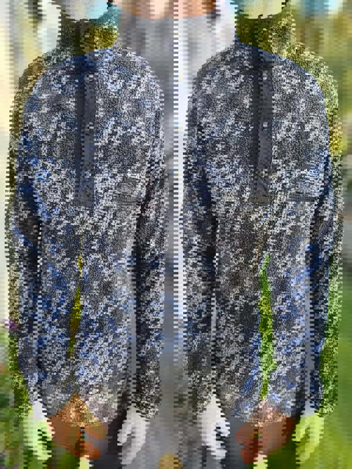 Columbia Aztec Black/Grey Abstract Pullover Snap Fleece Jumper - M/Medium