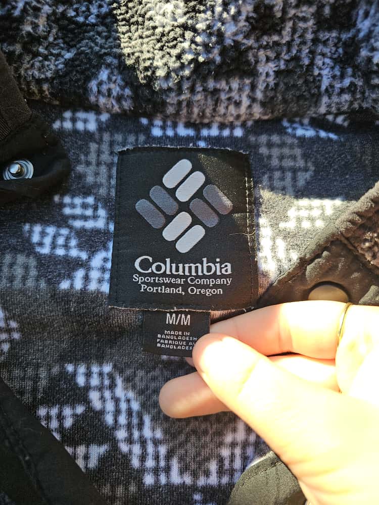 Columbia Aztec Black/Grey Abstract Pullover Snap Fleece Jumper - M/Medium