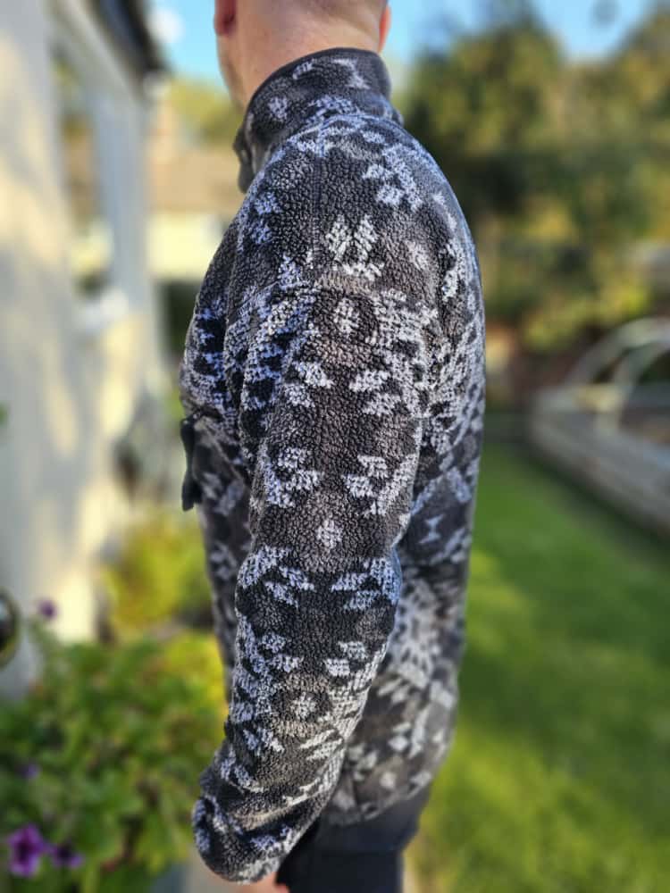 Columbia Aztec Black/Grey Abstract Pullover Snap Fleece Jumper - M/Medium