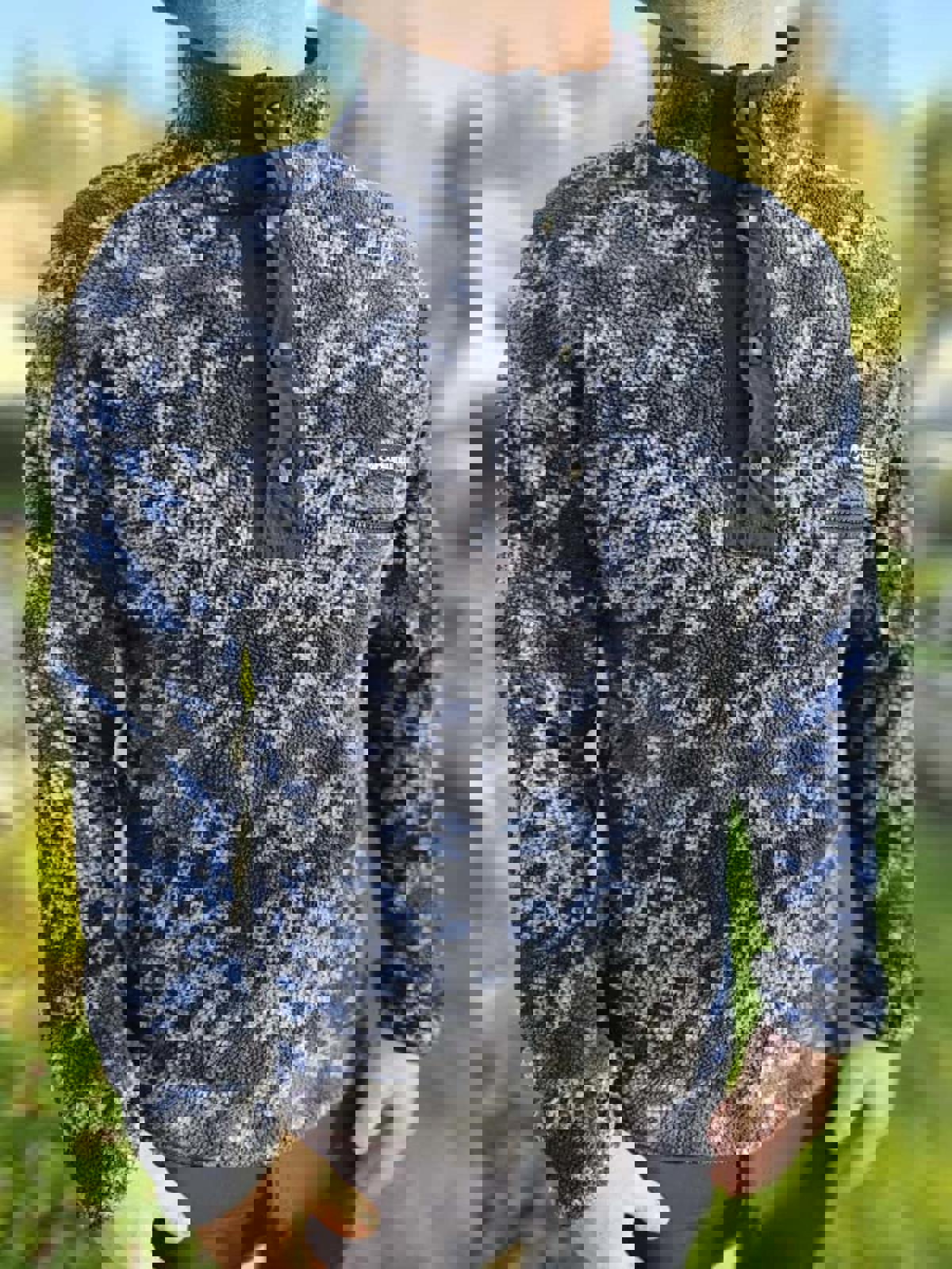 Columbia Aztec Black/Grey Abstract Pullover Snap Fleece Jumper - M/Medium