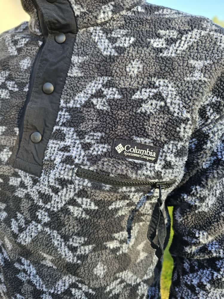 Columbia Aztec Black/Grey Abstract Pullover Snap Fleece Jumper - M/Medium