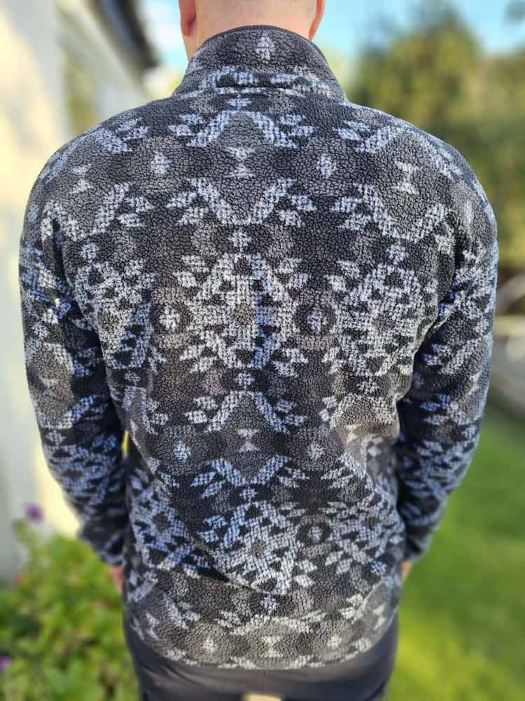 Columbia Aztec Black/Grey Abstract Pullover Snap Fleece Jumper - M/Medium