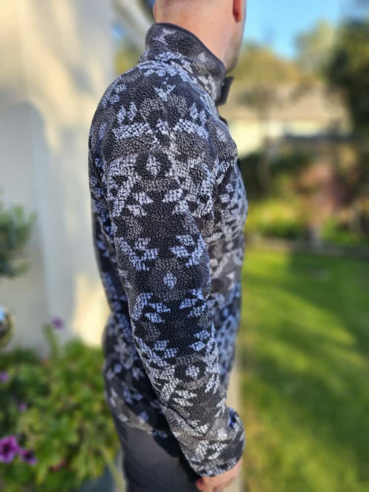 Columbia Aztec Black/Grey Abstract Pullover Snap Fleece Jumper - M/Medium