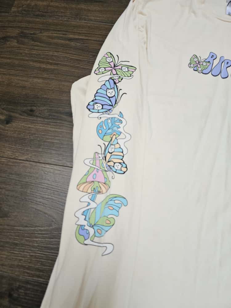 Awesome RipnDip 'Must Be Nice' Alien Butterfly Trippy Print Long Sleeve T-Shirt/Top - M/Medium
