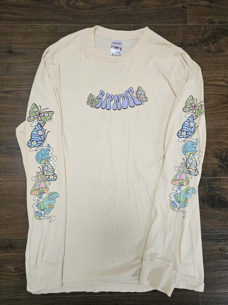 Awesome RipnDip 'Must Be Nice' Alien Butterfly Trippy Print Long Sleeve T-Shirt/Top - M/Medium