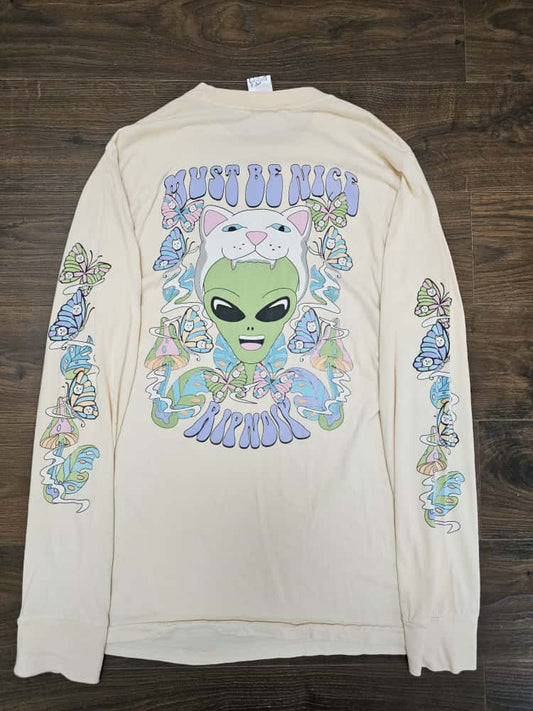 Awesome RipnDip 'Must Be Nice' Alien Butterfly Trippy Print Long Sleeve T-Shirt/Top - M/Medium