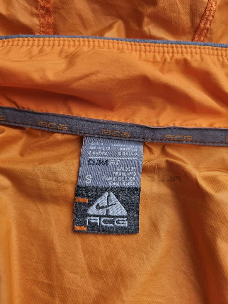 Nike ACG Clima-Fit Y2K Vintage Silver Tag Windbreaker Jacket - Orange/Grey - S/Small 8/10